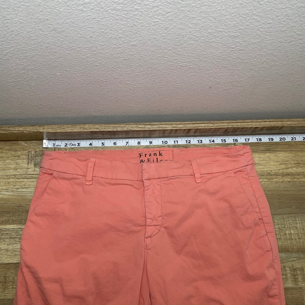 Frank & Eileen Wicklow Cropped Cotton Chino Pants Coral Raw Hem Made in USA 10 - Picture 5 of 6